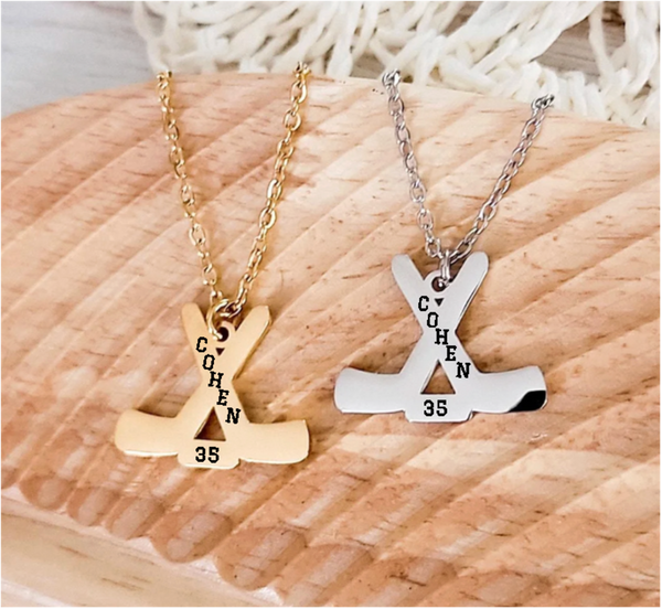Engraved Hockey Necklace